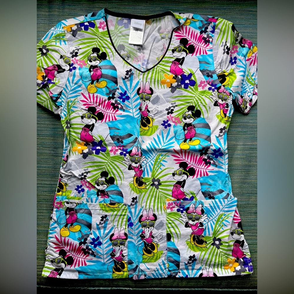 Disney Mickey Hawaiian Scrub Top - Size XS
